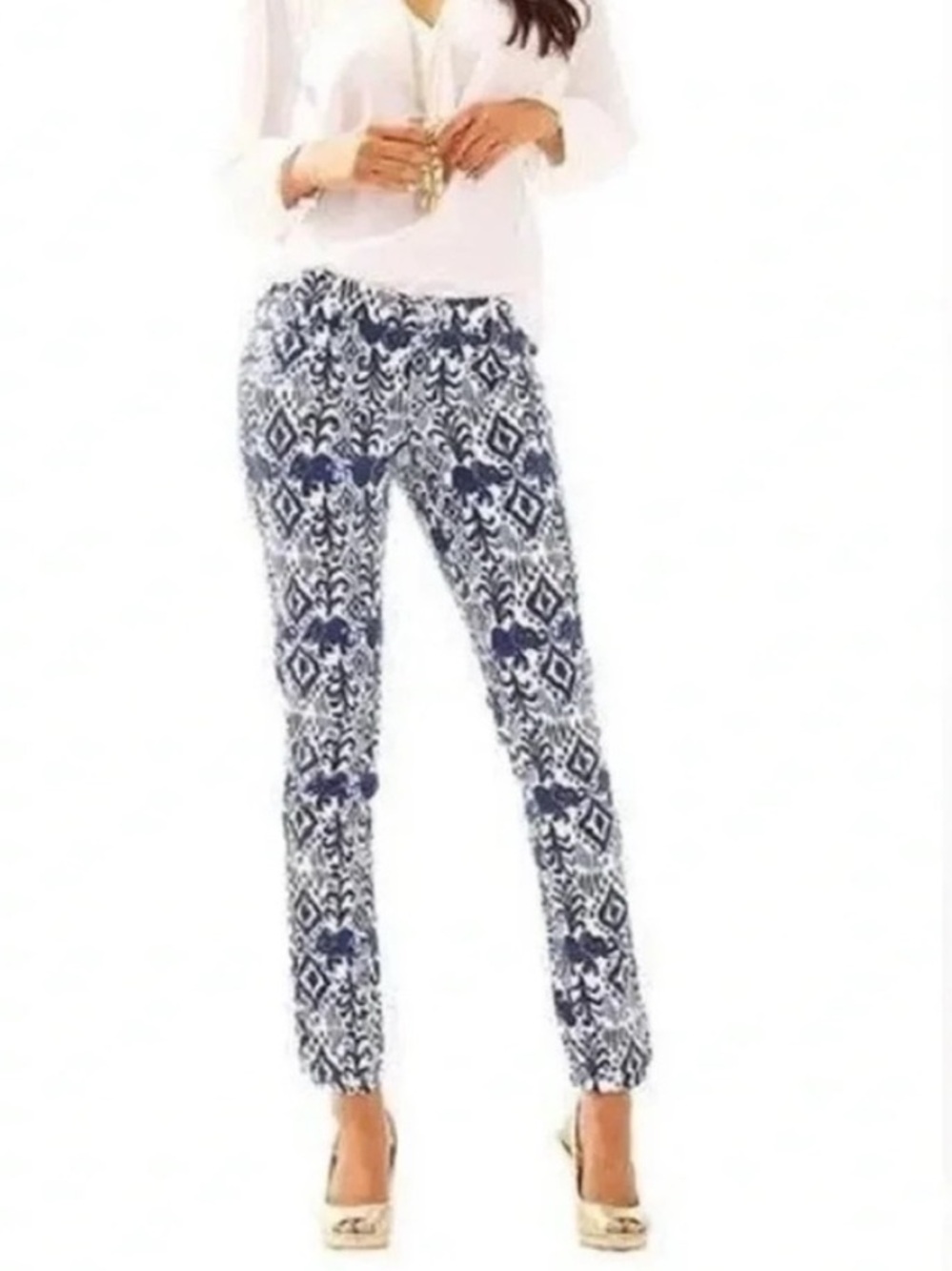 Lilly Pulitzer The Callahan Chino Pant in Bright Navy Tons Of Fun Sz 0